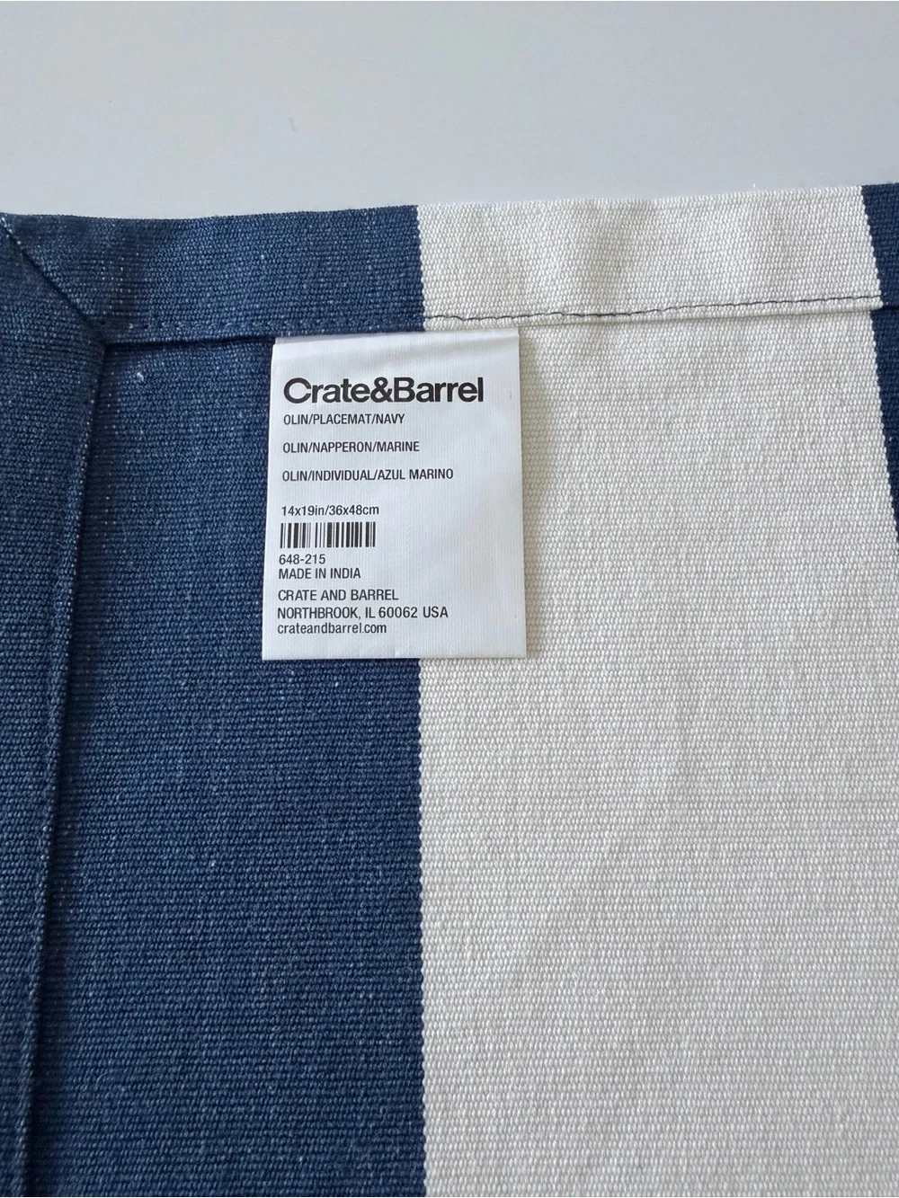 Crate & Barrel Olin Navy and White Striped Placemats Bundle of 7